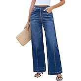 LookbookStore Wide Leg Jeans for Women Trendy High Waisted Trousers Stretchy Baggy Denim Pants