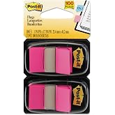 Post-it 680BP2 Standard Page Flags in Dispenser, Bright Pink, 100 Flags/Dispenser