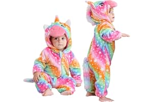 LOLANTA Baby Girls Halloween Costumes, Infant Flannel Romper, Toddlers Fleece Jumpsuit, Cute Bodysuit (Rainbow, 24-30 Months)