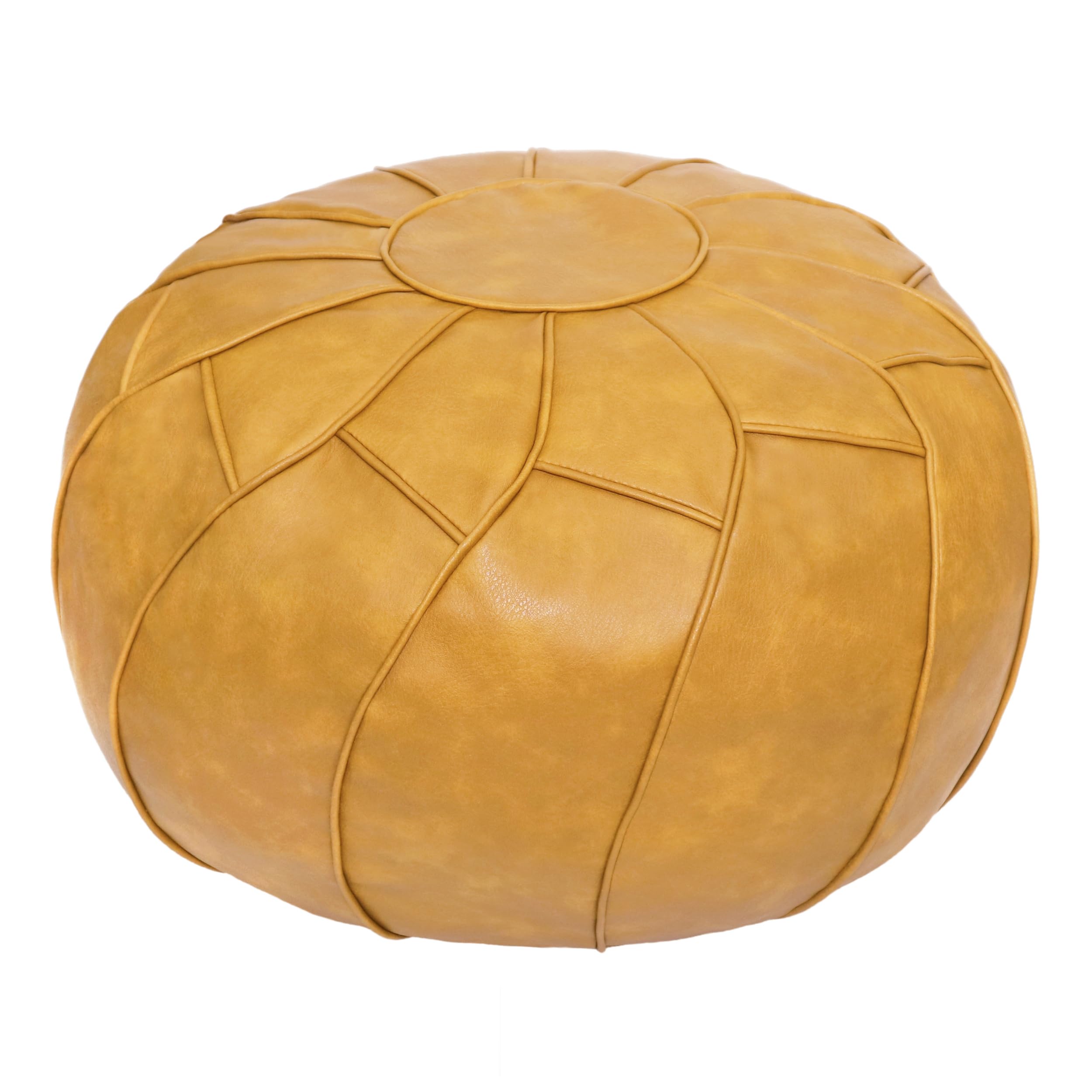 Photo 1 of Thgonwid Round Unstuffed Pouf Cover, Leather Foot Stool Ottoman with Storage, Bean Bag Floor Chair, Multi Functional Footrest for Living Room, Bedroom or Balcony (Yellow)
