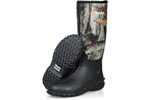 GIEESHIELD Rubber Boots for Men, Waterproof Insulated Rubber Hunting Neoprene Boots with Steel Shank, Durable Anti-Slip Outdoor Work Boots for Hunting Gardening Farming Fishing Mud Working