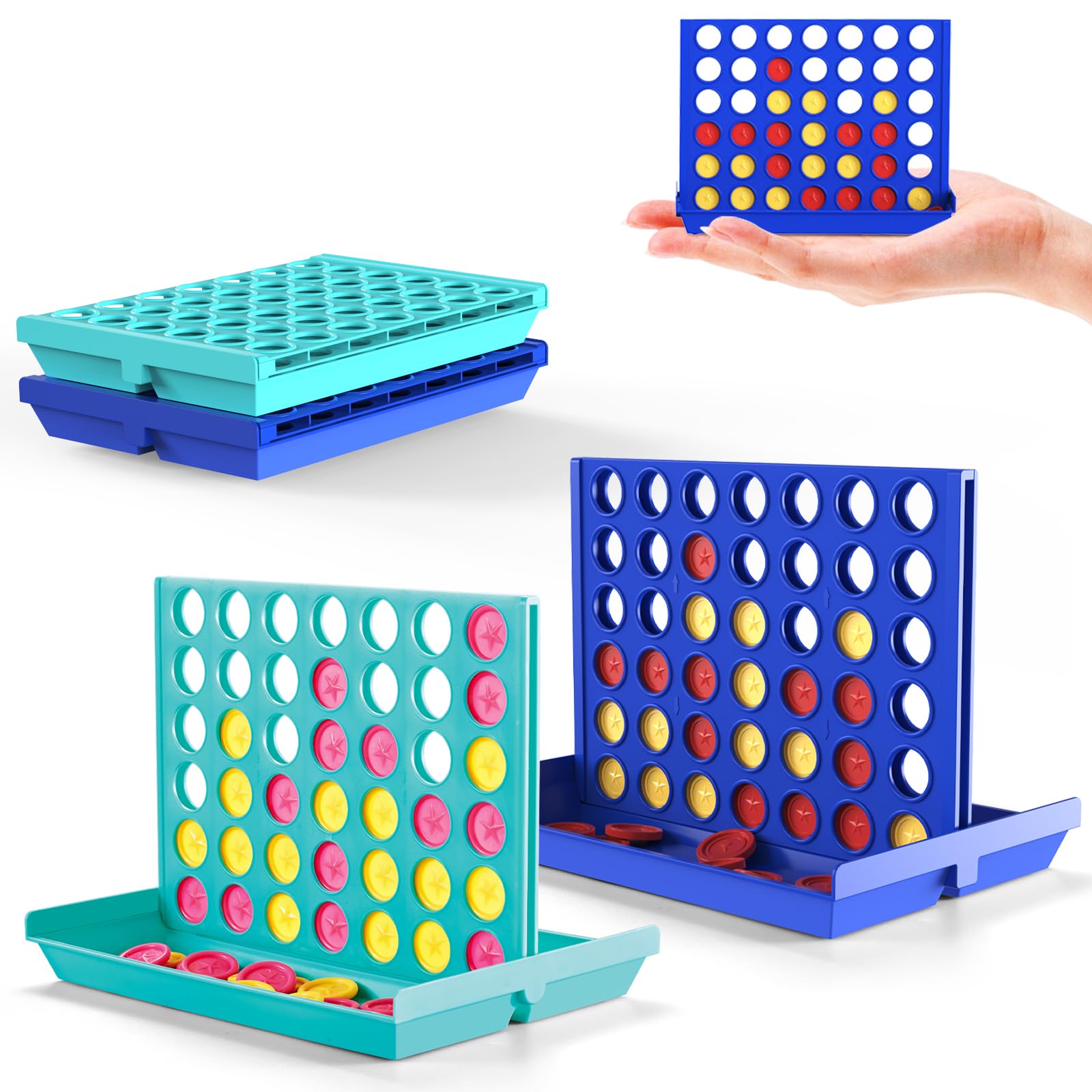 Pup Go 2 Pack Travel Size Classic 4 in a Row Game for Kids Ages 3+, Pocket Size Board Game for Car,Airplane & Camping, Travel Essential 2 Player Strategy Kids Games, Foldable(11x8cm/4.33x3.15inches)