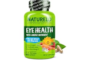 NATURELO Eye Vitamins - AREDS 2 Formula Nutrients with Lutein, Zeaxanthin, Vitamin C, E, Zinc, Plus DHA - Supplement for Dry Eyes, Healthy Vision, Eye Support - 60 Vegan Capsules
