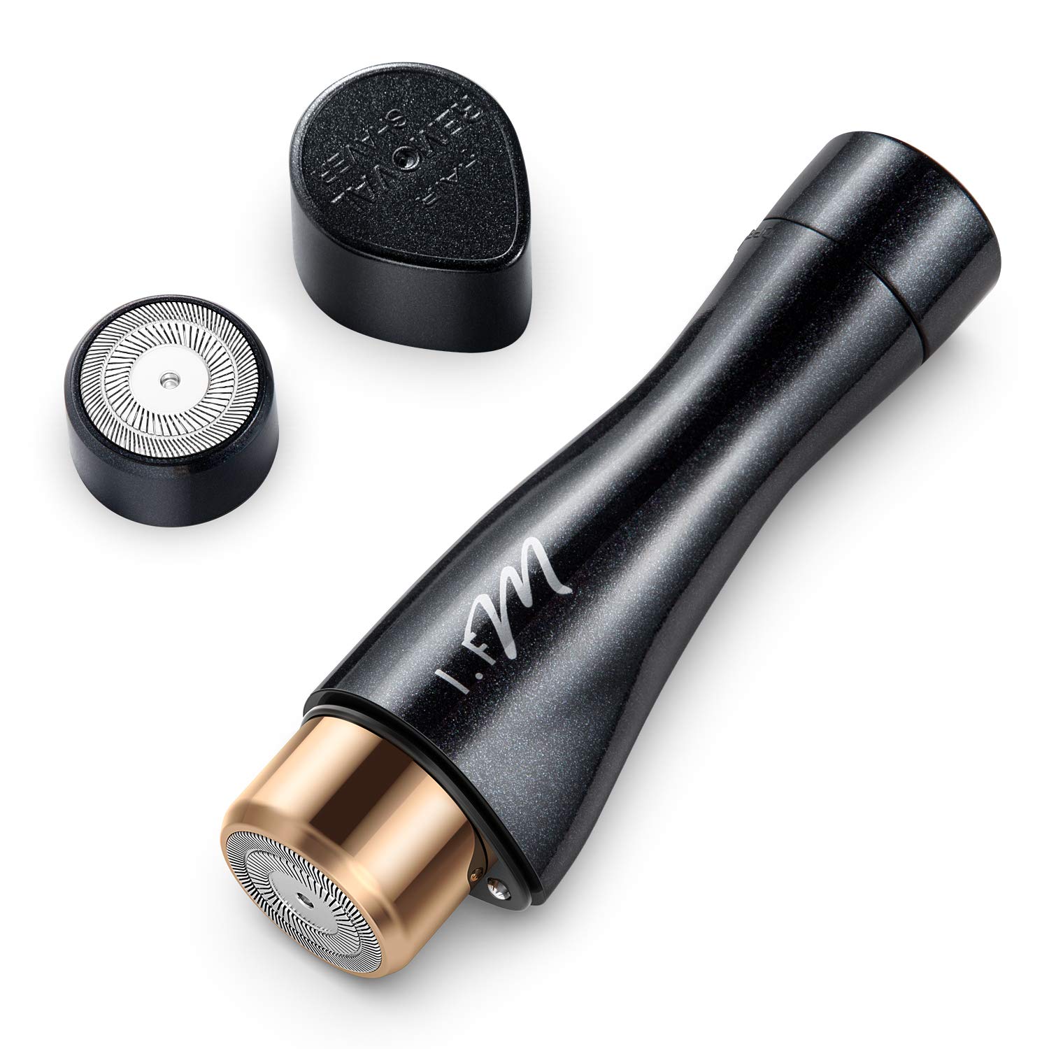 Damenrasierer für Gesicht, Gesichtshaarentfernerelektrischer schmerzloser Elektrorasierer mit LED-Licht, Sterne-Schwarz