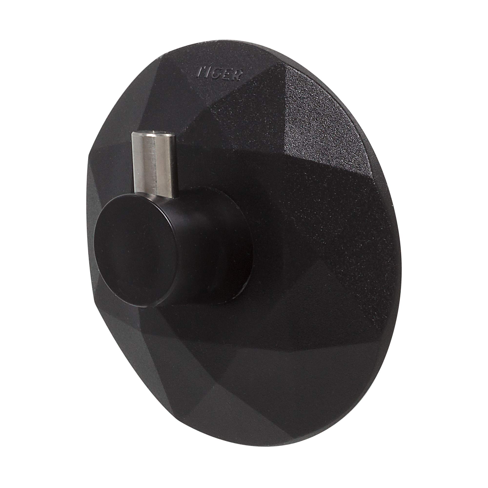 Tiger Diamond, Towel hook with suction cup, Black, 26x65x65mm
