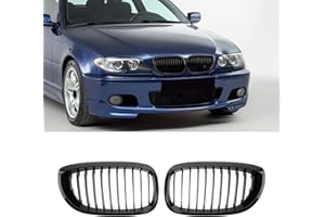 KHK Front Grill For BMW 3 Series E46 LCI 2-Door 2003-2006 325Ci 330Ci (facelift models), Gloss Black ABS Automotive Replacement Grille Single Slat Kidney Front Grill