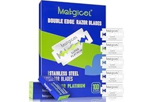 MATGICOL Double Edge Razor Blades for Men - 100 Count Men's Safety Razor Blades for Shaving Premium Platinum Japanese Stainless Steel - Durable, Smooth and Clean Shaves
