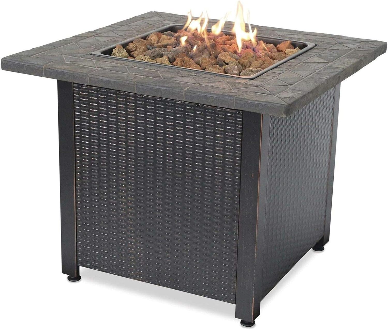 Gas Fire Pit Table, Outdoor Companion, 30 Inch with Cover