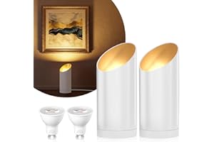 Ribgwo 2 Pack Uplighting Indoor Floor Can Lights,7W LED Up Lights with 3000K GU10 Bulbs, Spot Lights with 5.9 FT Plug Cord & 
