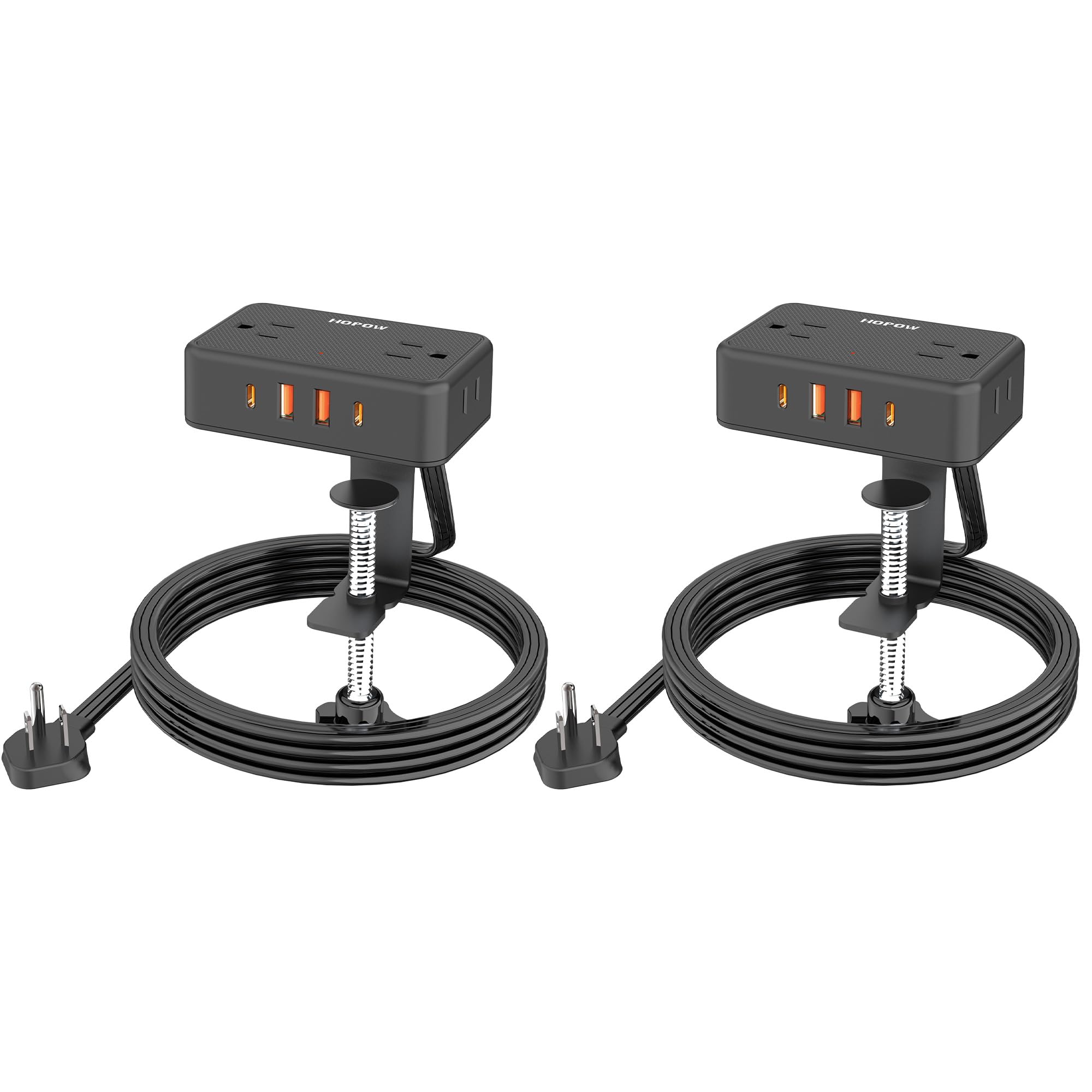 Photo 1 of HOPOW Desk Clamp Power Strip, 2 Pack Desktop Mount Charging Station with 4 Outlets 4 USB Ports (2 USB C), 10Ft Under Desk Power Strip, Fits 2.75" Tabletop Edge, Extension Cord for Home Office, Black
