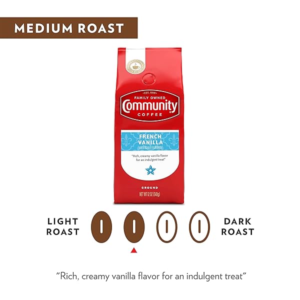 COMMUNITY COFFEE FRENCH VANILLA FLAVORED GROUND COFFEE, MEDIUM ROAST, 12 OZ BAG (PACK OF 1)