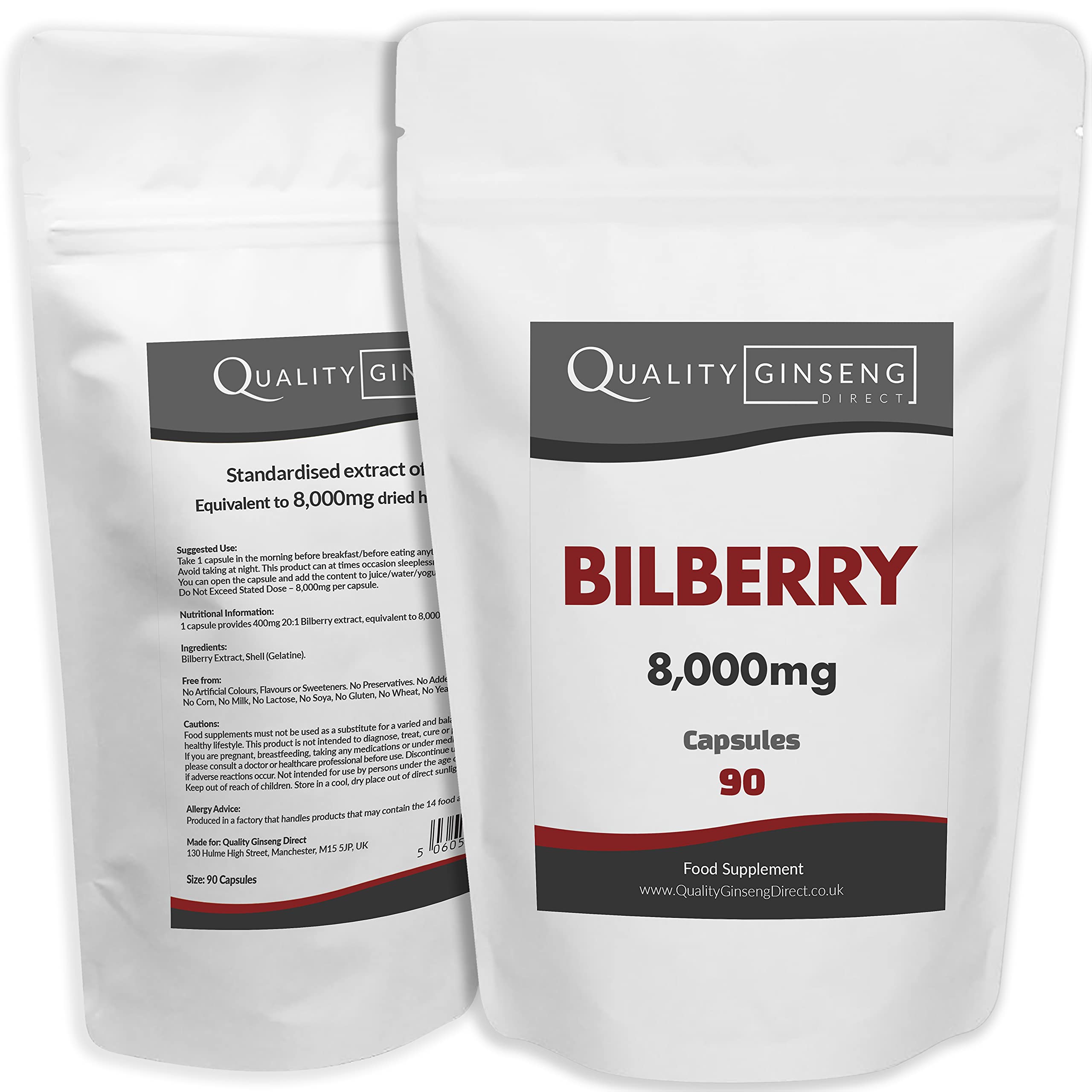 Bilberry | 8,000mg Capsules | Powerful Formula (90 Capsules)