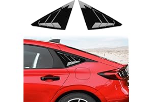 CKE for 11th Gen Civic Hatchback Compatible with Honda Civic 2026 2025 2024 2023 2022 Accessories Sport Car Exterior Rear Side Window Louvers Air Vent Scoop Shades Cover Blinds -Bright Black