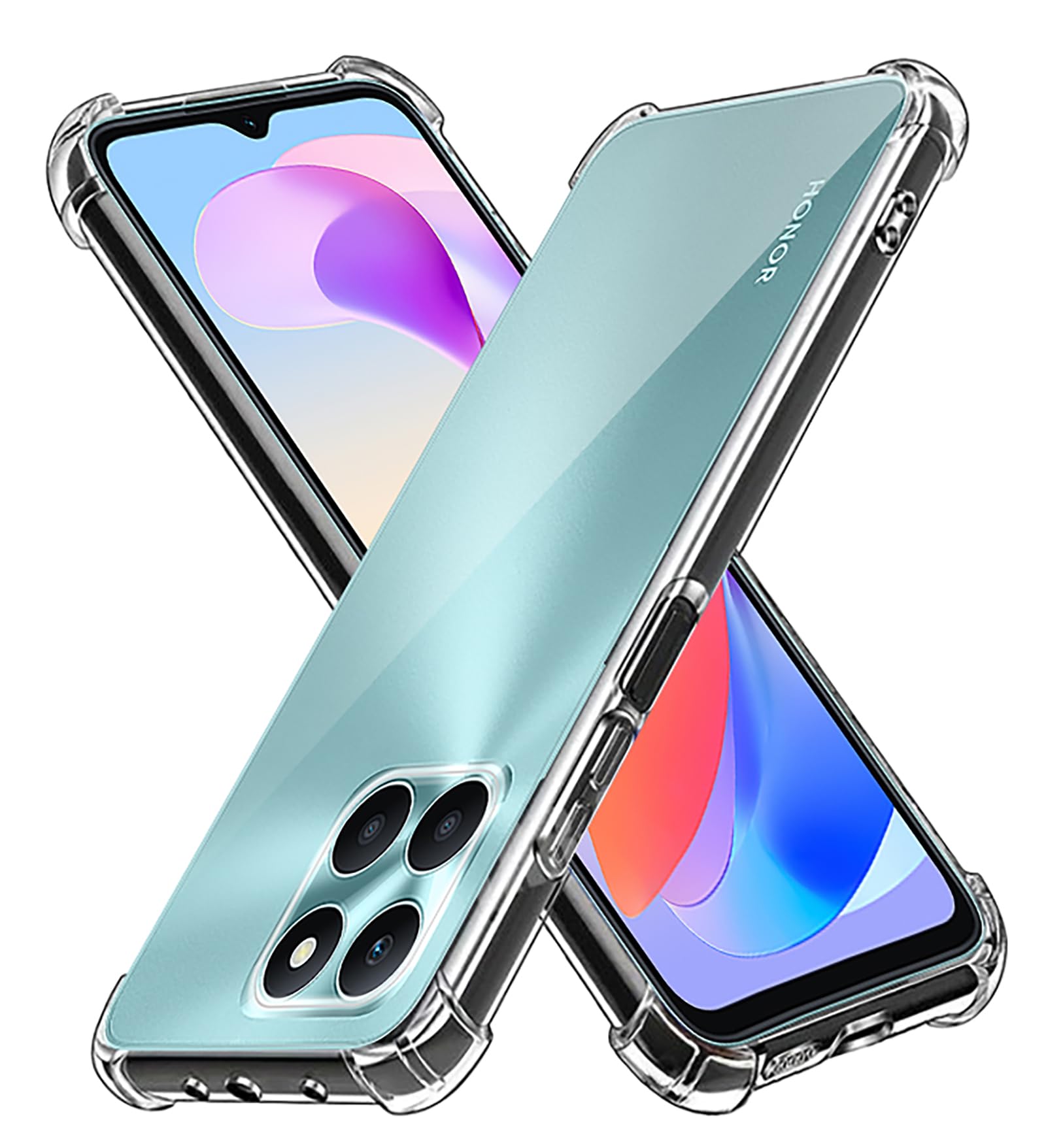 GIOPUEY Clear Case Compatible with HONOR X6a, TPU Slim Case Cover, Air Cushion [Not Easy to Yellow] Shockproof Phone Case - Clear — image 1