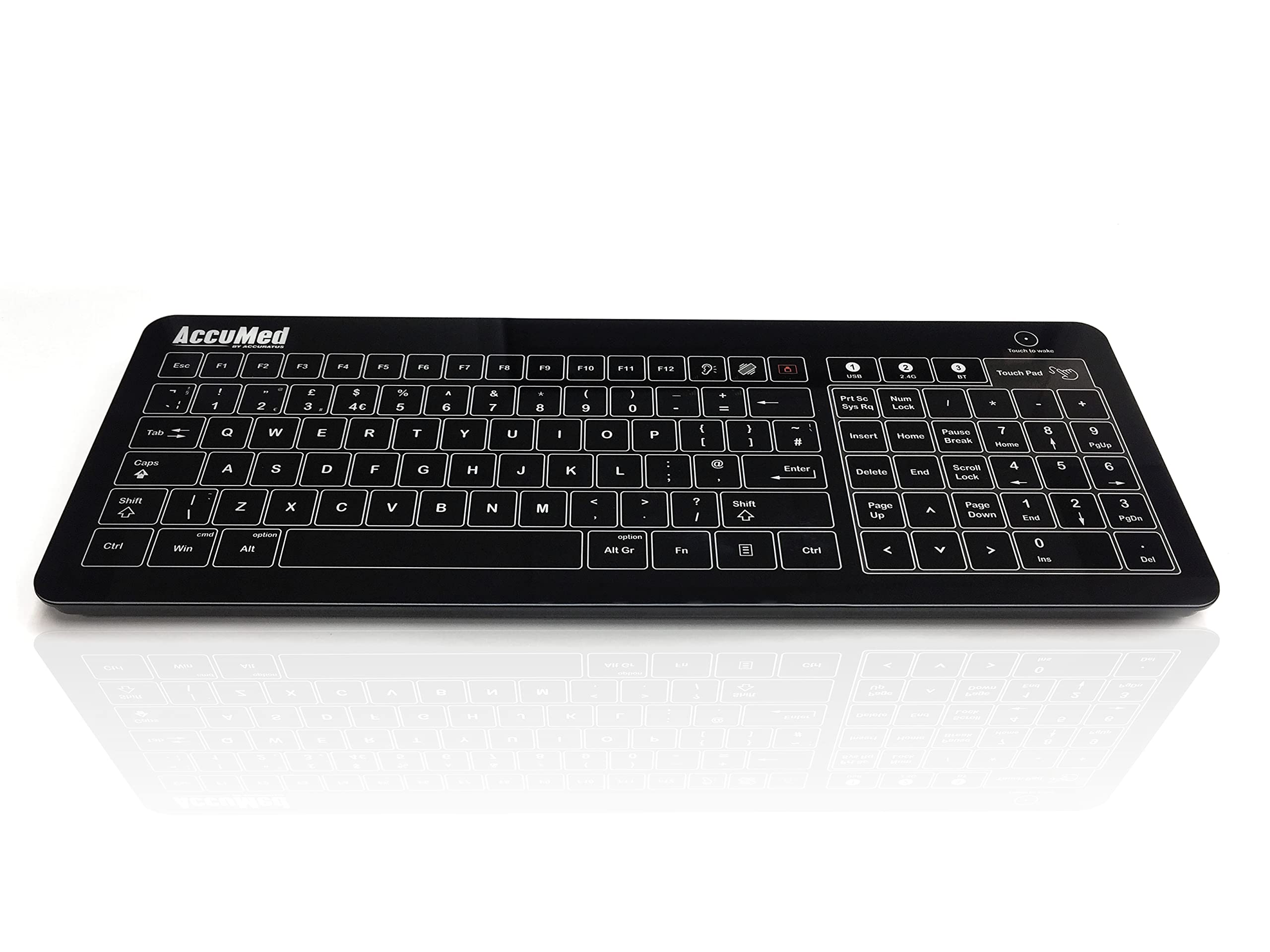 Ceratech Accuratus AccuMed Glass Black Medical Touchpad Keyboard