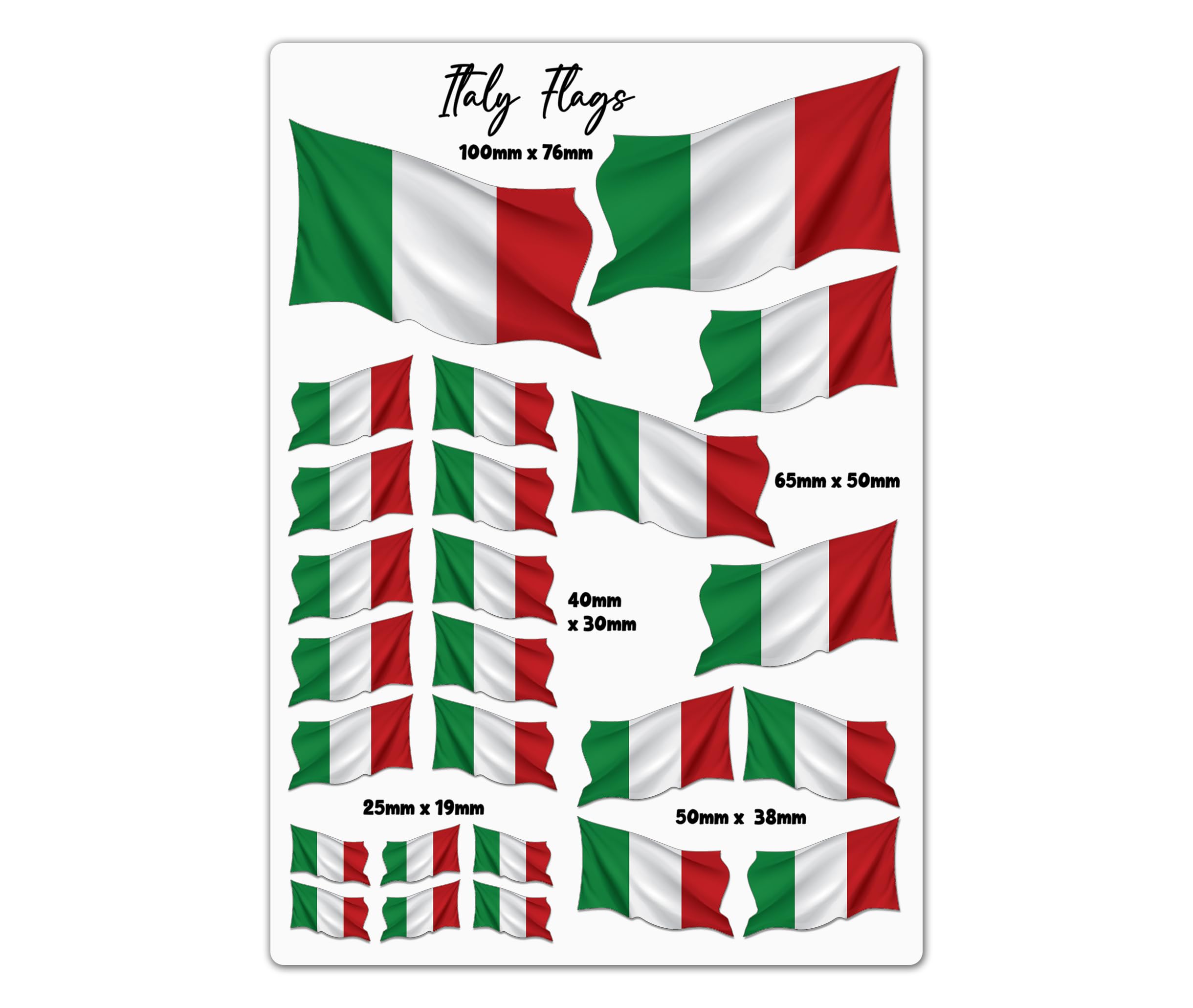 A4 Sticker Sheet Italy Flags Vinyl Stickers - Italian Waving National Flag Country Travel Holiday Decal Scrapbook Aesthetic #81777