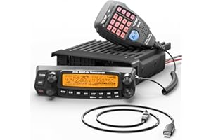 Radioddity DB50 Dual Band Mobile Radio Transceiver, UHF VHF 50W High Power Amateur Ham Radio, Multi-Band Receiver with Detachable Front Panel, Programming Cable, CTCSS/DCS, Chirp Programmable