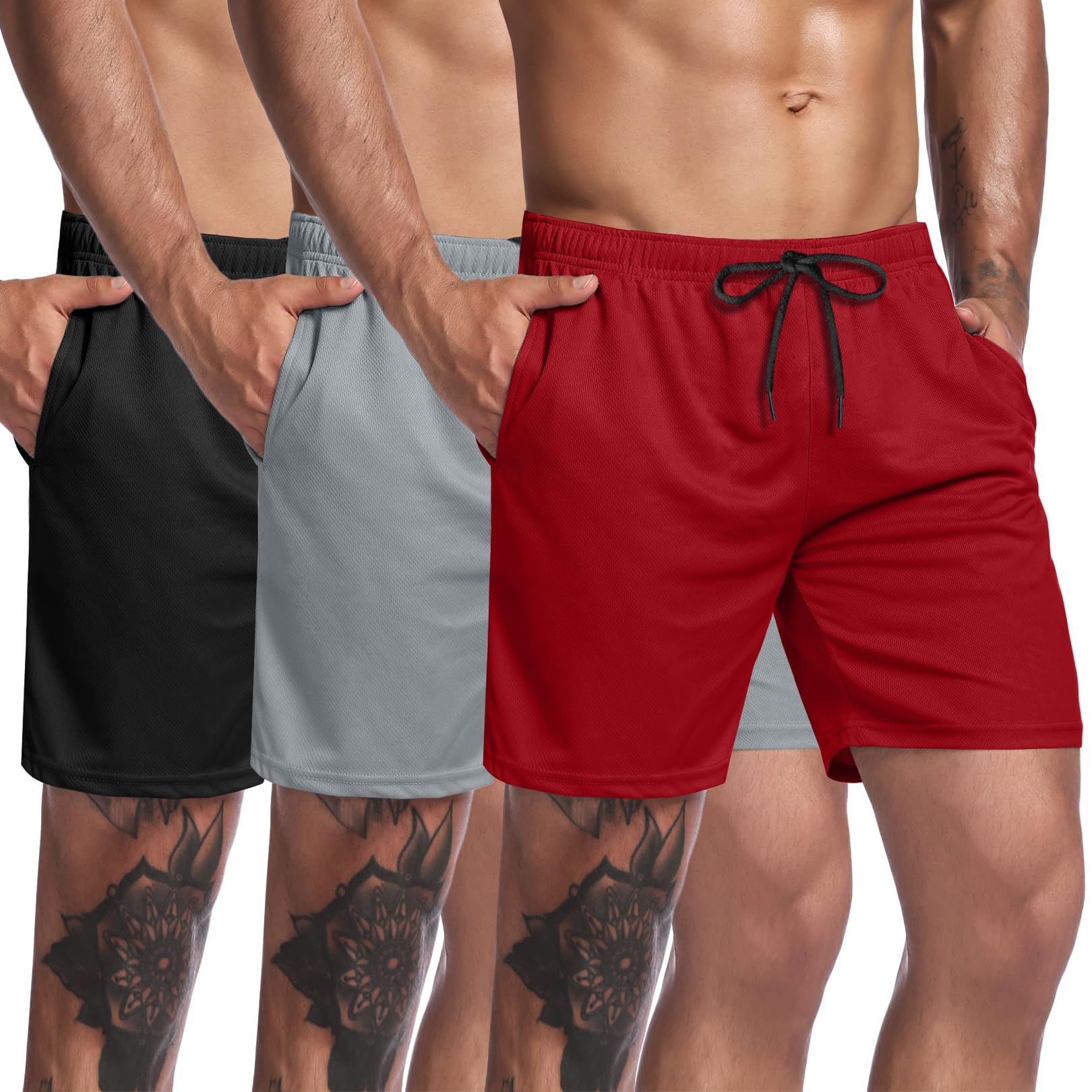 COOFANDY Men's 3 Pack Gym Workout Shorts Mesh