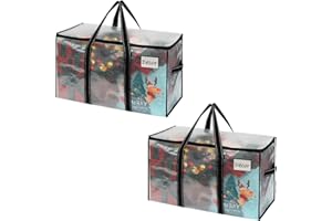 VENO 2 Pack Clear Moving Bags Christmas Storage Bags, Large Storage Bins with Lids, Heavy Duty Holiday Decor Organizers Moving Boxes Tote Packing Garland Ornament Supplies for College Dorm Clothes