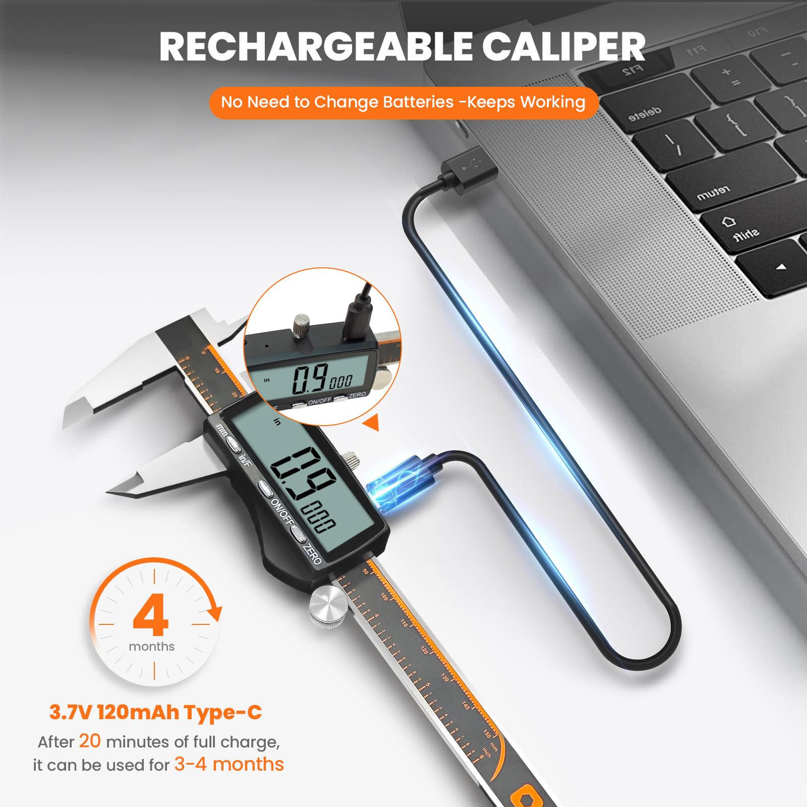 HARDELL Digital Caliper 6 Zoll – Wiederaufladbar, Produktbild-Vorschau 5