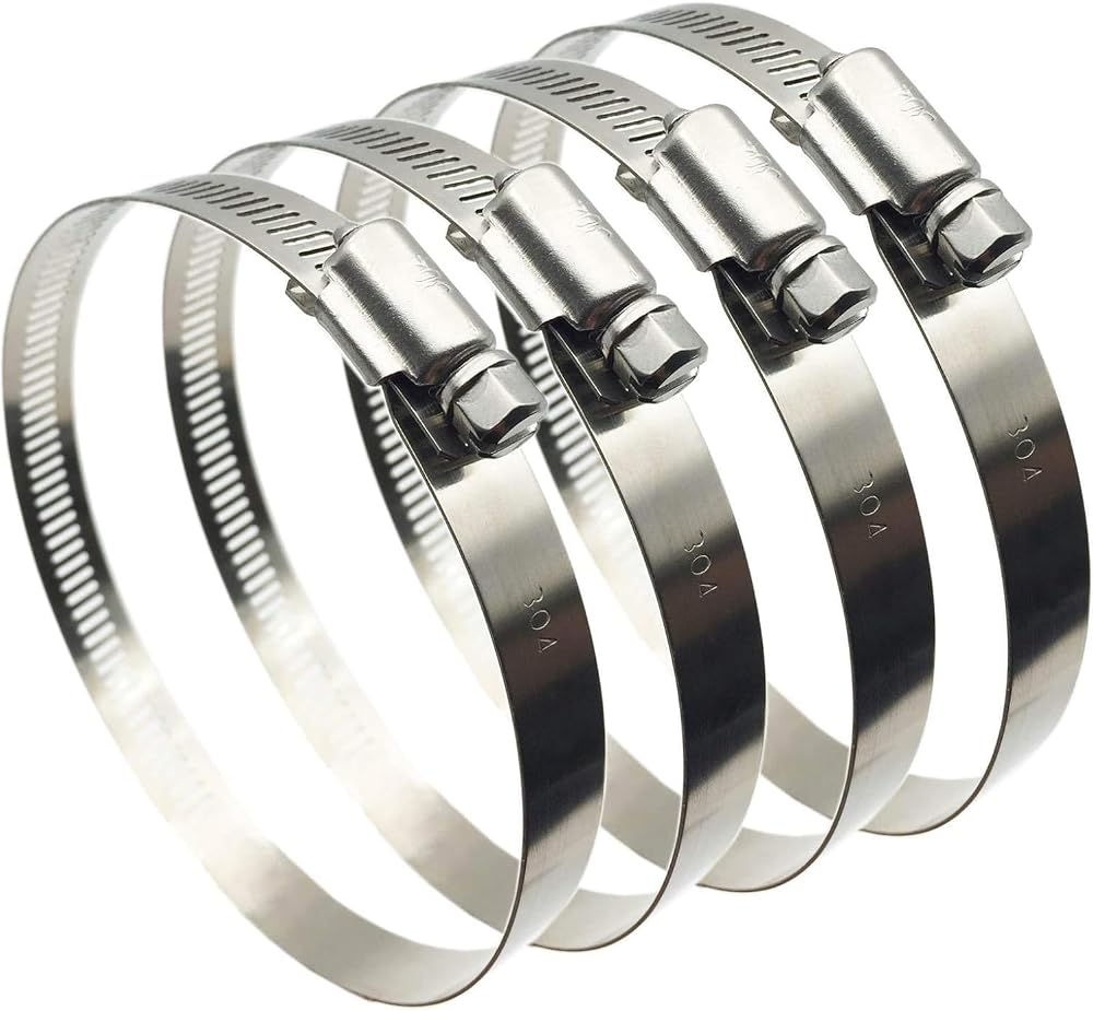 EesTeck 4 Inch Hose Clips Adjustable 304 Stainless Steel 91-114mm 4Pcs