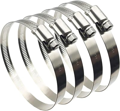 EesTeck 4 Inch Hose Clips Adjustable 304 Stainless Steel 91-114mm 4Pcs