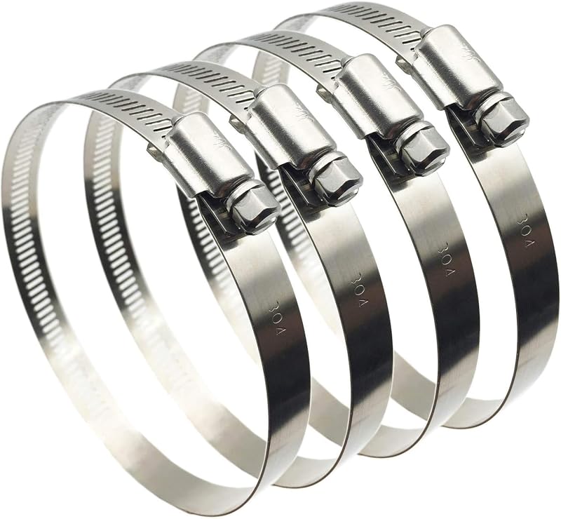 EesTeck 4 Inch Hose Clips Adjustable 304 Stainless Steel 91-114mm 4Pcs