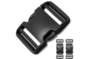 ONE WVW PIN Buckle for 2 inch Webbing Straps, Side Release Buckles 2 Set + 4PCS Tri-glide Slide Plastic Clip Fit 2"(50mm) Nylon Strap Webbings Belt Backpack Replacement Dual Adjustable No Sewing Heavy Duty Black