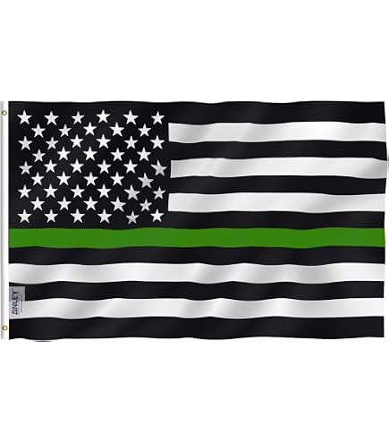 Thin Green Line Flag 3x5 Feet - USA Army Military Sheriff Deputy Support Banner