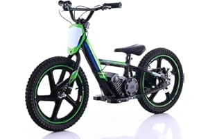 AIII Lightweight Electric Dirt Bike for Kids Aged 5-10, 340W Racing Grade Electric Motorcycle, Up to 12MPH & 3 Speed Settings, 24V Detachable Battery, 16'' Rubber Tires, Safe Disc Brake
