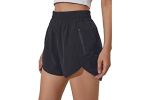 BMJL Women's Running Shorts Elastic High Waisted with Pockets, 2.5" Sporty Workout Quick Dry Athletic Shorts