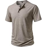 JEMITOP Mens Stretch Henley 3 Buttons Short Sleeve T-Shirt | Casual, Tee, Summer