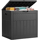 ZYJOYY 33 Gallon Outdoor Storage Box, Waterproof Resin Deck Box with Lockabe Design for Patio Cushions, Pool Accessories and Garden Tools, UV Resistant