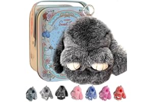 2026 New Bunny Lulu Keychain with Tin, Lulu Bunny Halloween Keychains, B-unnyL-ulu Handmade Soft B-unny Key-chain