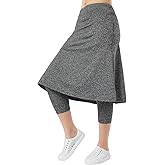 Xioker Women Athletic Knee Length Skirts with Leggings,Skorts Leggings&Skirted Capris Skorts for Women Yoga Pockets