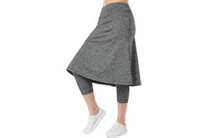 Xioker Women Athletic Knee Length Skirts with Leggings,Skorts Leggings&Skirted Capris Skorts for Women Yoga Pockets
