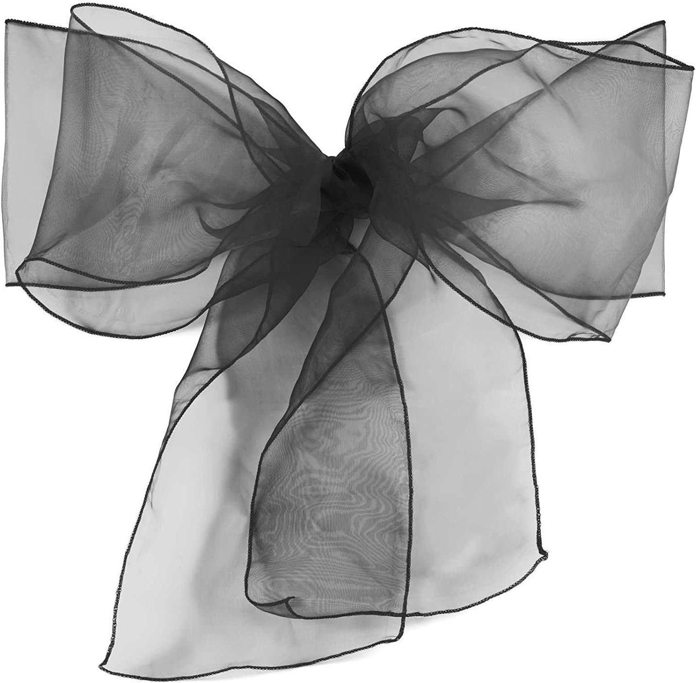 Elina Home Pack of 50 Organza Net Chair Cover Bow Sash Wedding Banquet Decor Coral (50, Black)