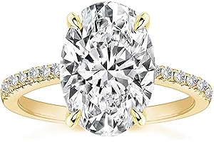 RURULUYA 1.5/5.5CT Elongated Oval Cut Engagement Rings for Women,Simulated Diamond Ring,925 Sterling Silver 18K White/Yellow Gold Plated Promise Ring