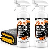Bug and Tar Remover for Cars, Tree Sap Remover Spray, 33.8 FL OZ (2 Pack) | Powerful Bug, Tar &amp; Tree Sap Remover with UV Protection for Paint, Glass &amp; Chrome - Includes Microfiber Towel