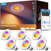 Govee Smart Retrofit Recessed Lighting 6 Inch, Wi-Fi Bluetooth Direct Connect RGBWW Retrofit Can Lights, 65 Scene Modes, Works with Alexa &amp; Google Assistant, 1000 Lumens, 6 Pack