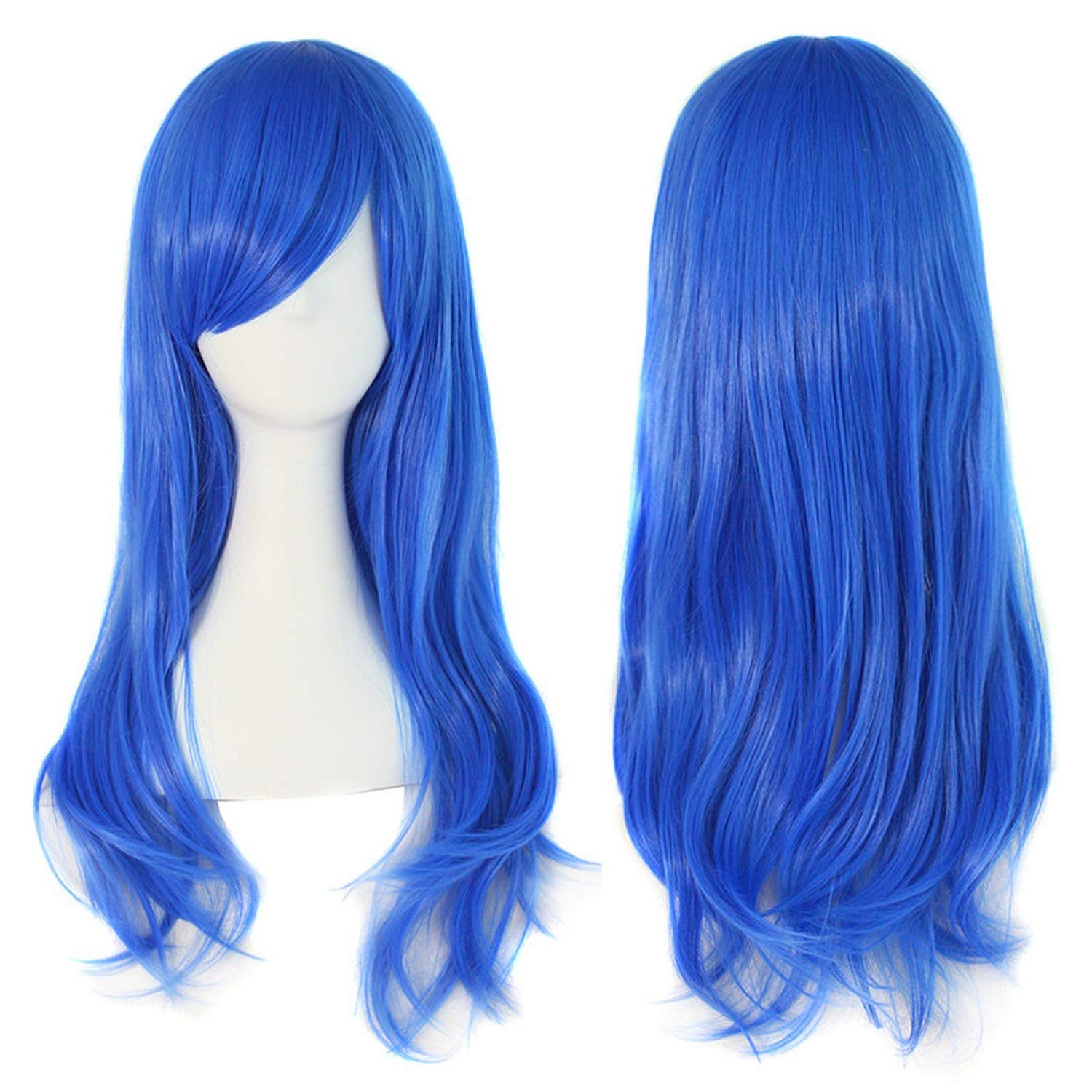 Amazon Com 24 Long Curly Wig White Blue Black Blonde Pink Wigs