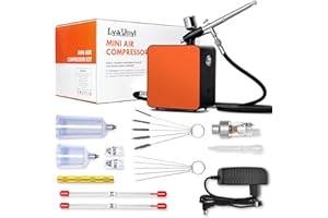 Lya Vinyl Mini Airbrush Kit with Air Compressor, 40 PSI High Pressure Air Brush Non-Clogging with 0.2/0.3/0.5mm Nozzle/Cleaning Sets, Ideal for Painting, Model Painting, Automotive Graphic