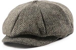 Mens Flat Cap Wool Newsboy Peaky Beret Hat Classic Herringbon Gatsby Baker Boy Cap Cabbie Grandad Hat