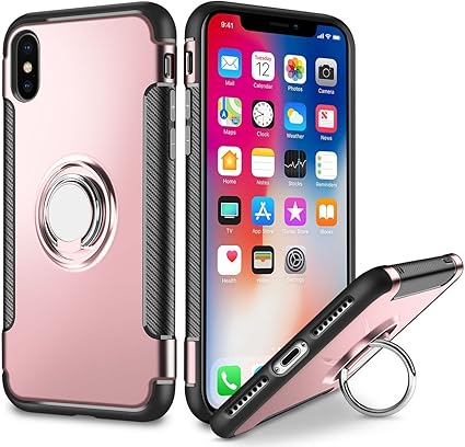 Amazon Maijin アップル Apple Iphone X Iphone Xs リング付き ケース 耐衝撃 360度回転可能 角度調整 スタンド スマホカバー ローズゴールド 修理パーツ 通販