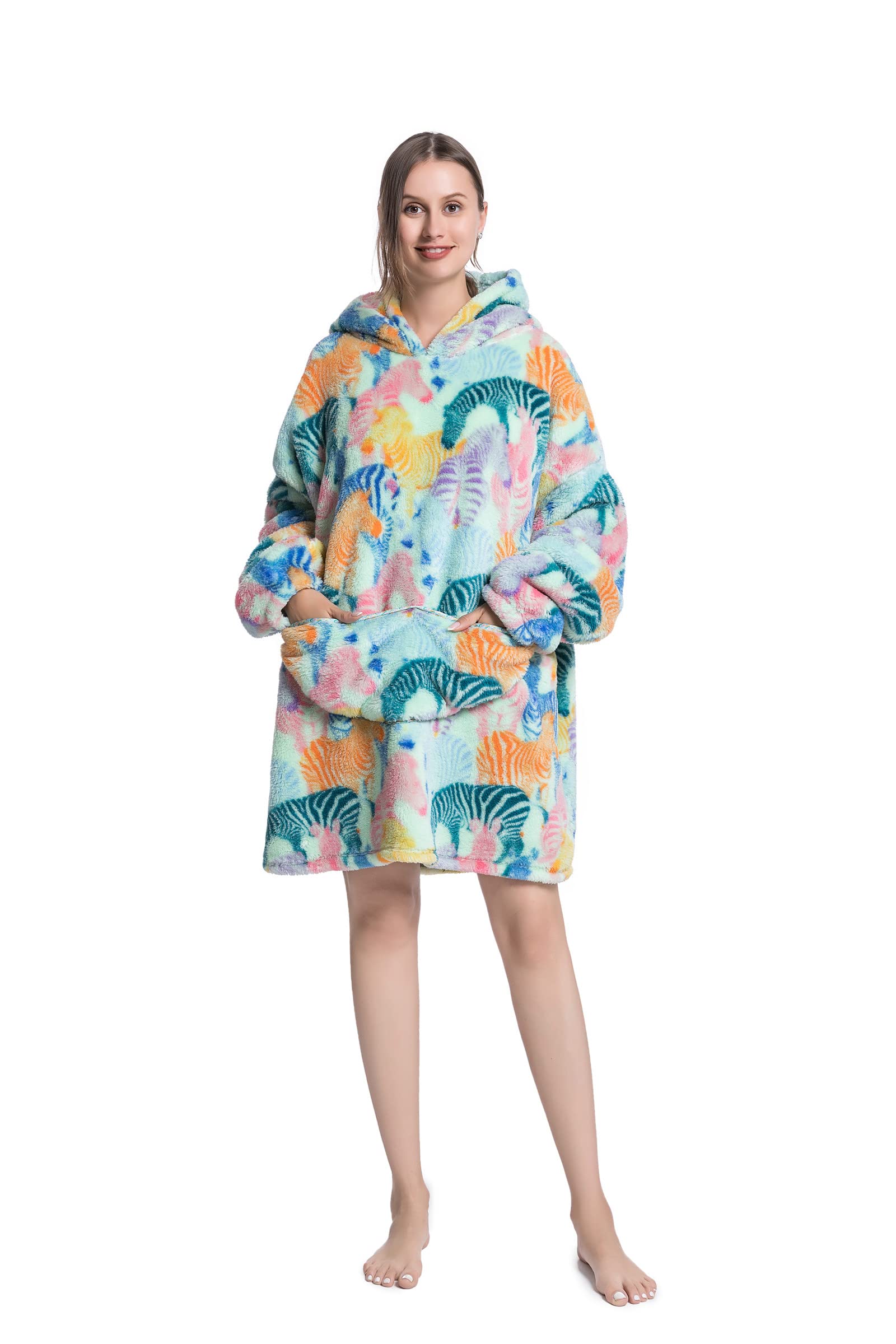 Oversized Blanket Hoodie,Wearable Blanket Adult for Women and Men, Shu Velveteen Giant Hooded Sweatshirt with Pocket โ image 1