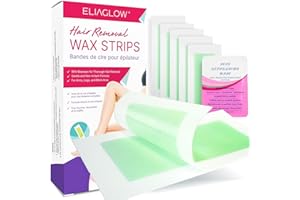 ELIAGLOW Body Wax Strips Hair Removal for Women: Shave Waxing Strips Dual Sides & 4 Calming Oil Wipes - Face, Legs, Arms, Bikini, Chest, Hypoallergenic Brazilian Waxing Kit At Home for All Skin Types 60 Count