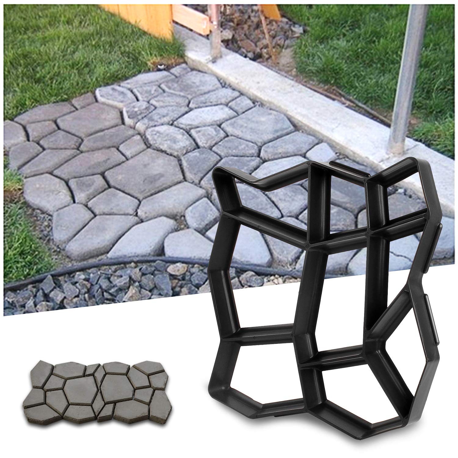 YAOBLUESEA Paving Mould Concrete Mould Pavements Formwork Casting Mould Plastic Shapes for Concrete Paving in Gardens (42.5 x 42.5 x 4 cm in ABS)