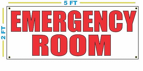 All Red Emergency Room Banner Sign New Larger Size For Hospital