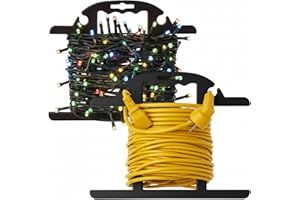 Ripeng 2 Pcs ABS Heavy Duty Extension Cord Storage Reel, Portable Christmas Light Storage Cord Organizer, Portable Hose Organizer Wrap-holds 100 Feet, H-shape Reel (Black)