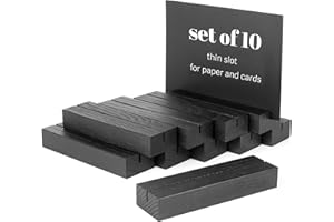 TOROS store 10 Pack Wood Place Card Holder - Black Wooden Table Number Holders , Name Place Cards Stand , Events Party Tablet